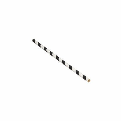 Black Striped Paper Straw 200mm x 6mm