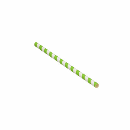 Lime Striped Paper Straw 200mm x 8mm