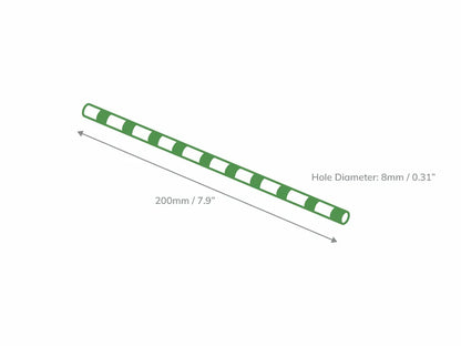 Lime Striped Paper Straw 200mm x 8mm