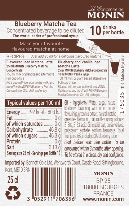 Monin Blueberry Matcha Concentrate 25cl
