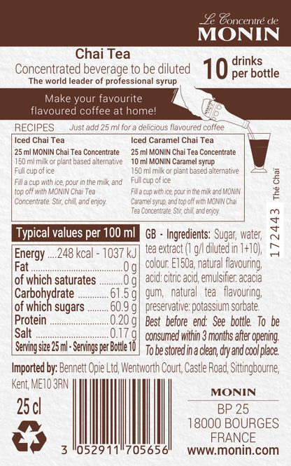 Monin Chai Tea Concentrate 25cl