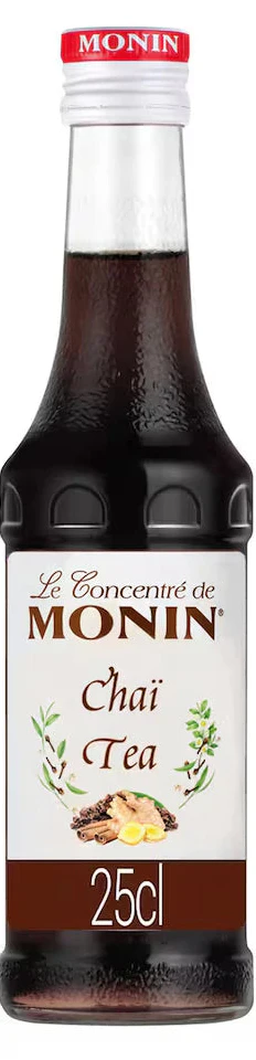 Monin Chai Tea Concentrate 25cl bottle 10 drinks icon product shot monin chai tea chai syrup coffee syrups
