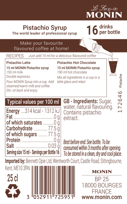 Monin Pistachio Syrup 25cl