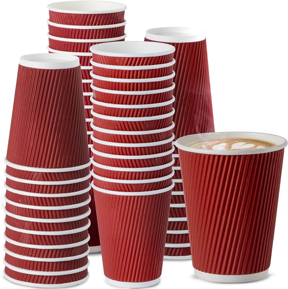 12oz Red Triple Walled Ripple Coffee Cup - 500 Pack