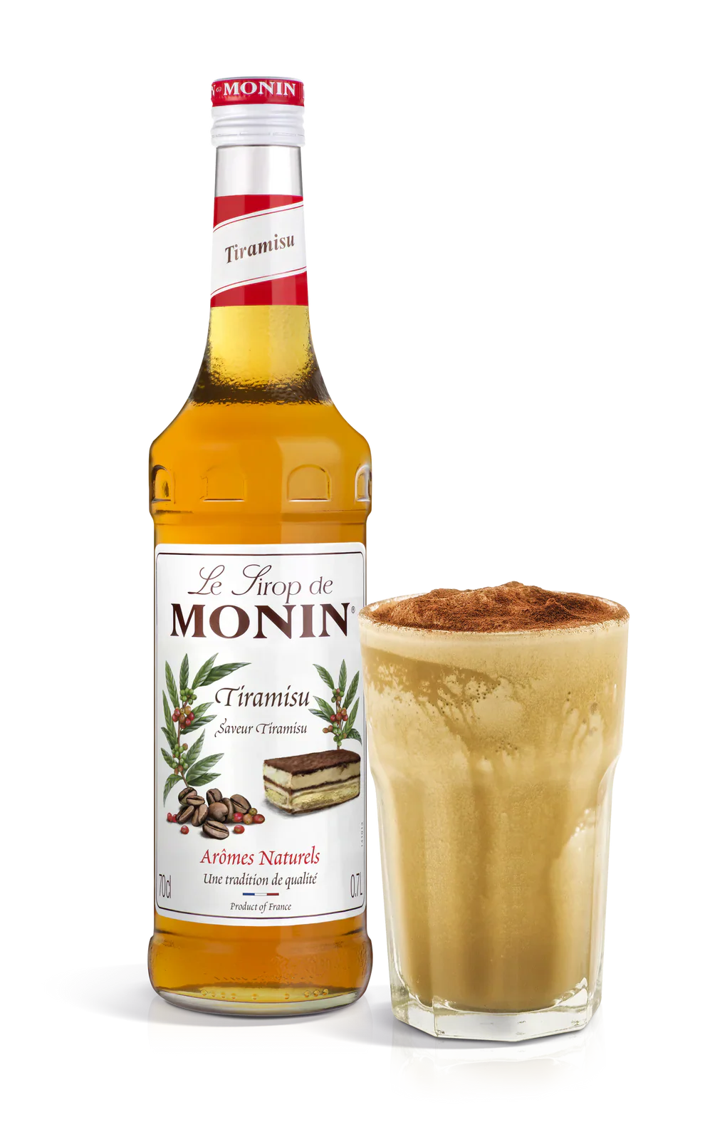 Monin Tiramisu Syrup 70cl bottle – Italian dessert flavour for coffee and cocktails