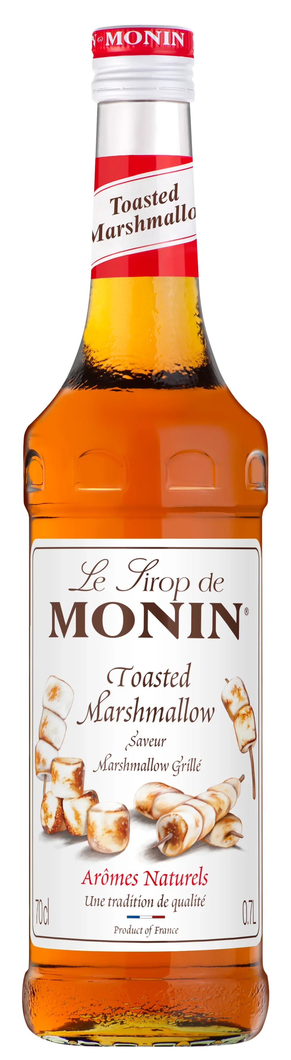 Bottle of Monin Toasted Marshmallow Syrup 70cl – premium flavoured syrup for coffees, hot chocolates, and desserts