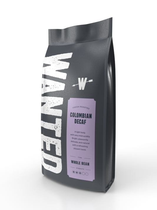 Wanted Decaf Colombian coffee beans 1kg — smooth, caffeine-free Colombian roast, available online in Ireland.